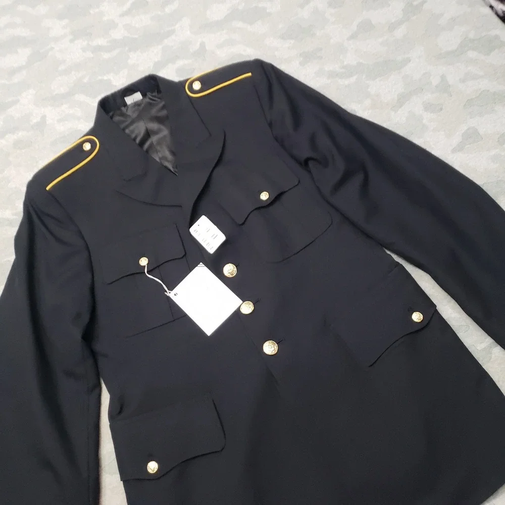 De Rossi & Son Army Coat Men 42L Blue Wool Blend Military Uniform NWT